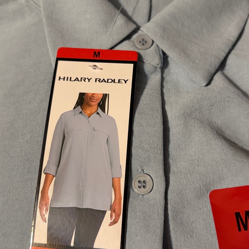 Hilary Radley Women's Light Blue Button-Up Shirt size S, M NWT